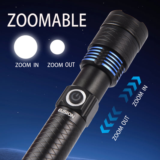 Laser  LED Flashlight Power Zoomable Rechargeable LED Aluminum Body EL8019