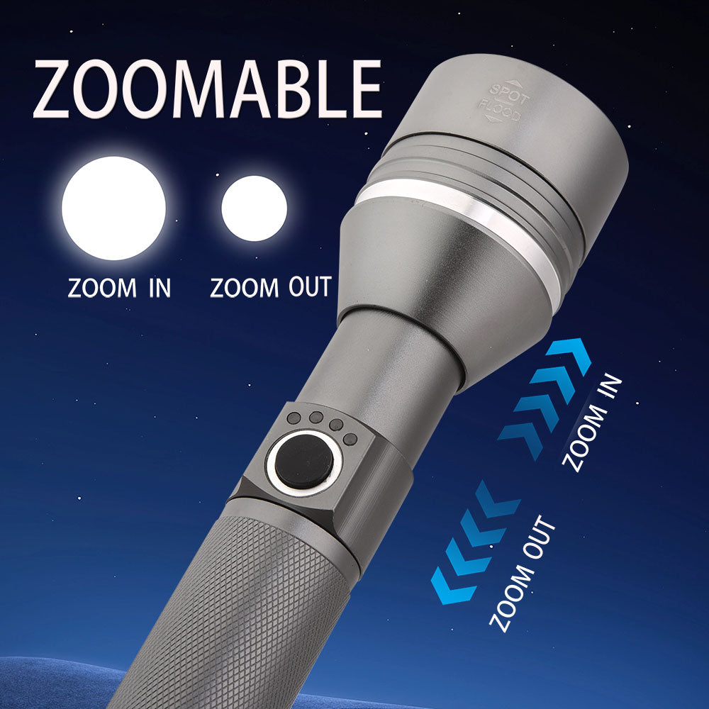 Zoomable Laser Power LED Flashlight Rechargeable LED Aluminum Body EL8011