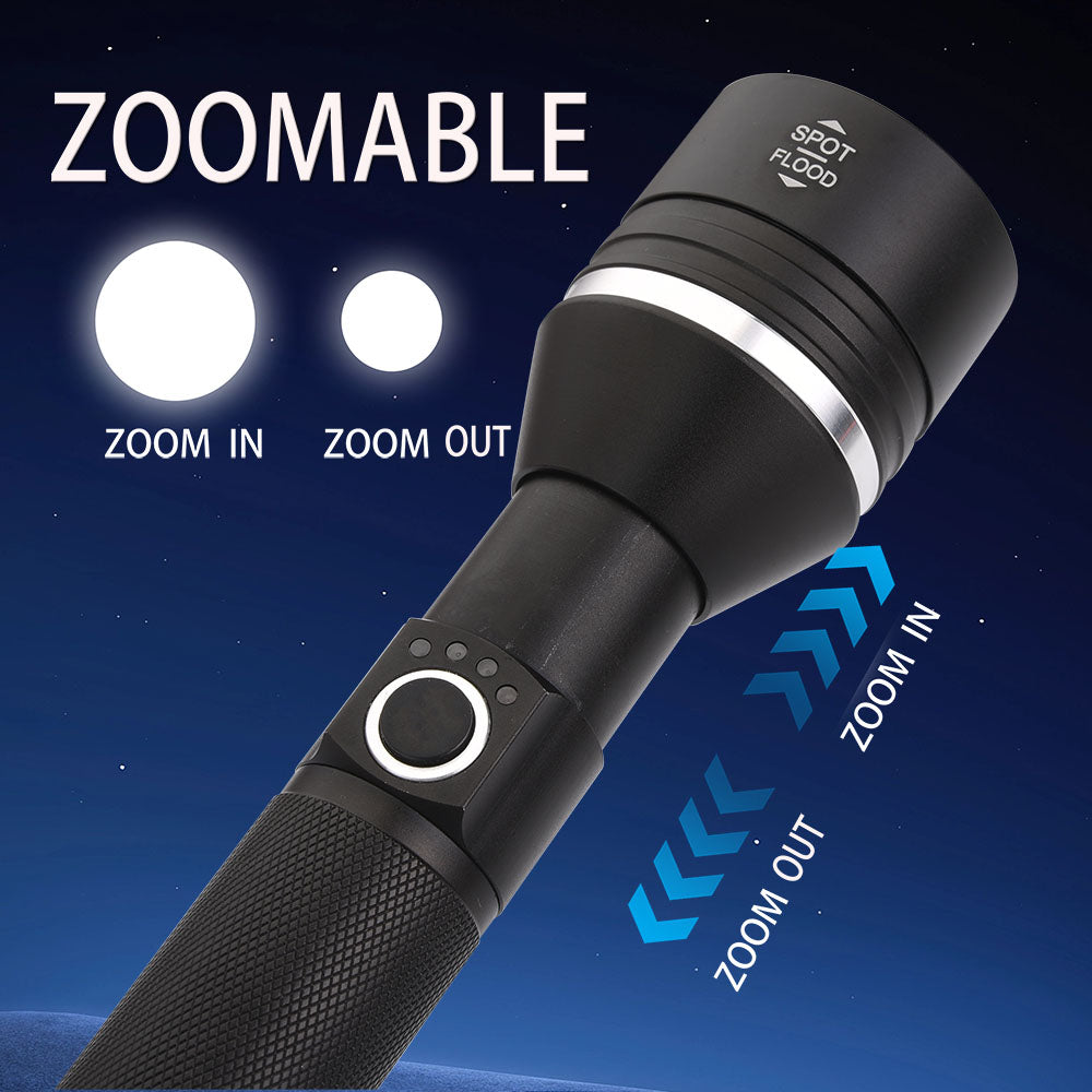 Laser  LED Flashlight Power Zoomable Rechargeable LED Aluminum Body EL8011B