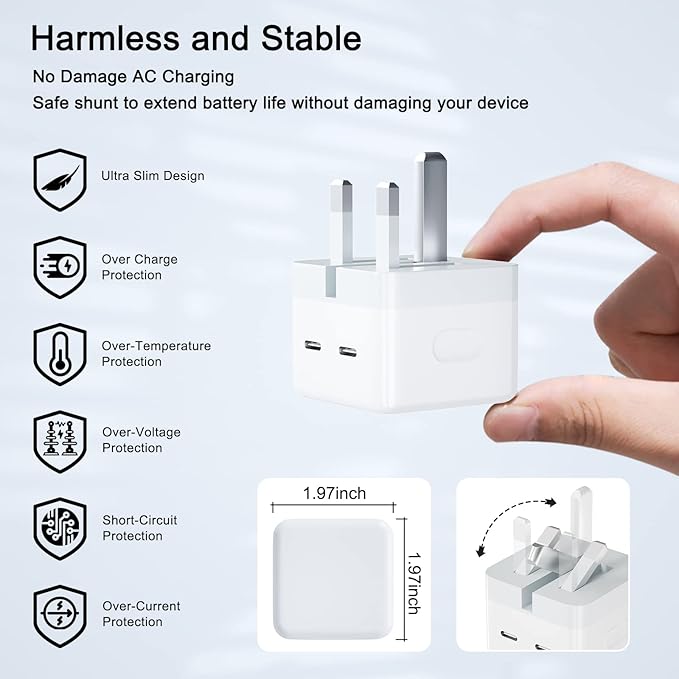 20W Dual USB C Fast Charger  Apple Charger  for iPhone Samsang Huawei