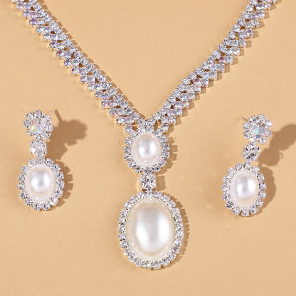 High-End Romantic Personality Women Necklace And Earrings Set 2122 Silver