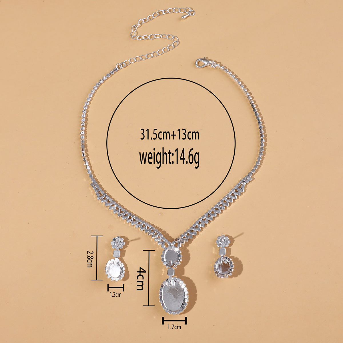 High-End Romantic Personality Women Necklace And Earrings Set 2122 Silver