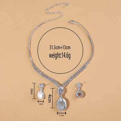 High-End Romantic Personality Women Necklace And Earrings Set 2122 Silver