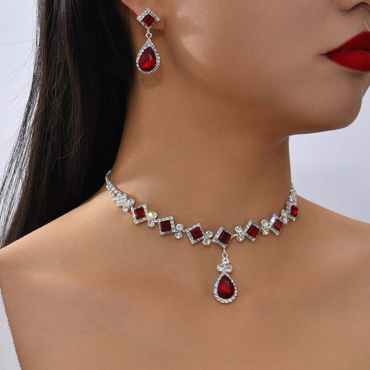 European And American Bridal Jewelry Set For Women 2459 Red