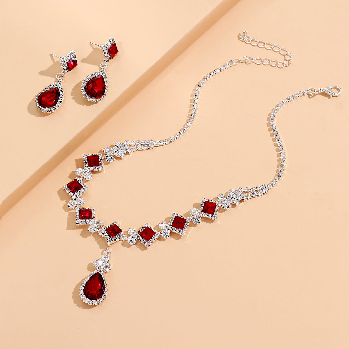 European And American Bridal Jewelry Set For Women 2459 Red