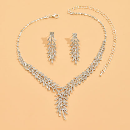 European And American Bridal Jewelry Set, Including Elegant Necklace And Earrings 1699 Silver