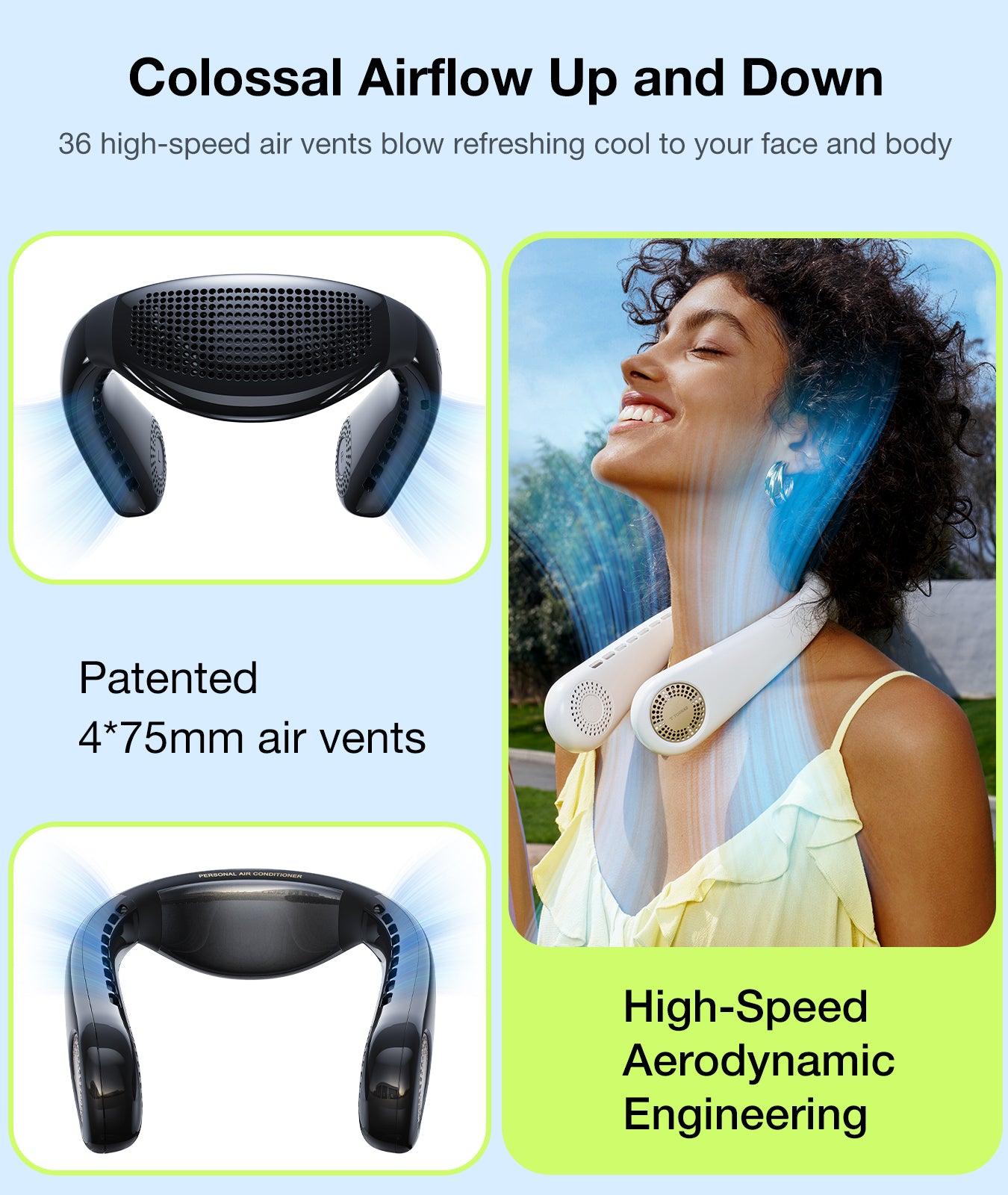 Torras Smart Neck Air Conditioner Cooling Neck Fan Strong Wind Portable Rechargeable EL-Cool