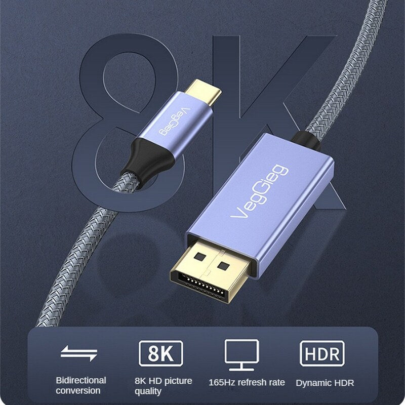 كابل Type C إلى DisplayPort 1.4 8K 