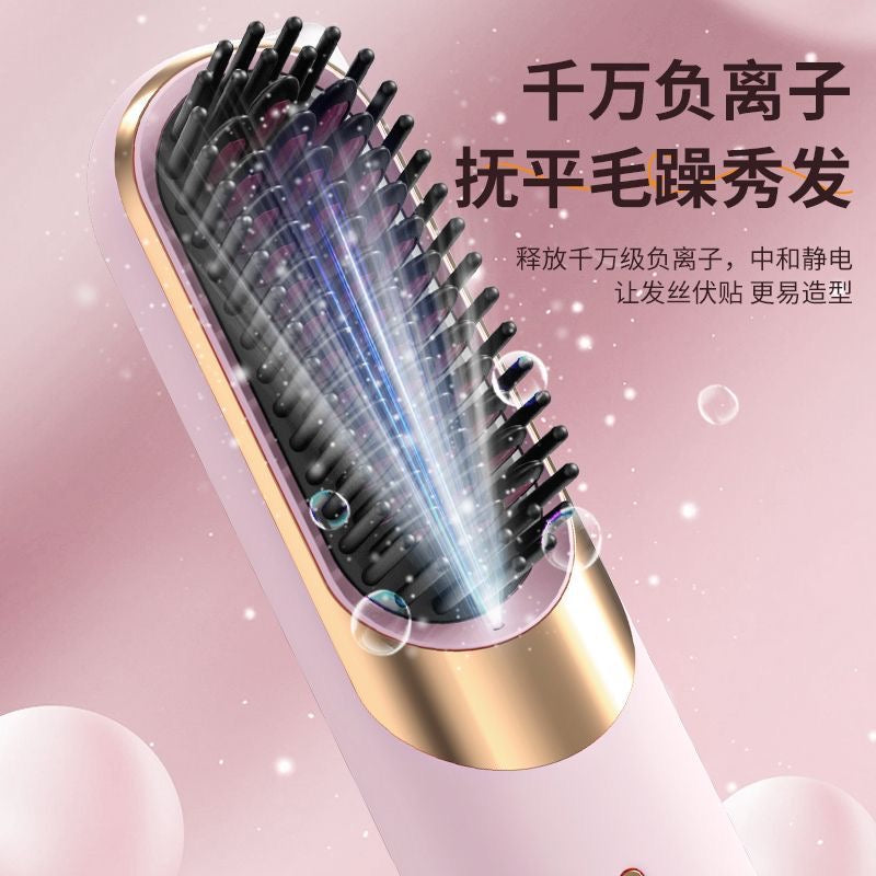 Electric Professional Hot Air Straight Curling Comb Mini Hair Straightening Brush EL-Comb