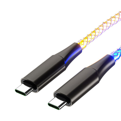 100W Charger Cable With Colourful RGB Light Quick Charge USB C to C EL-SCC088RGB