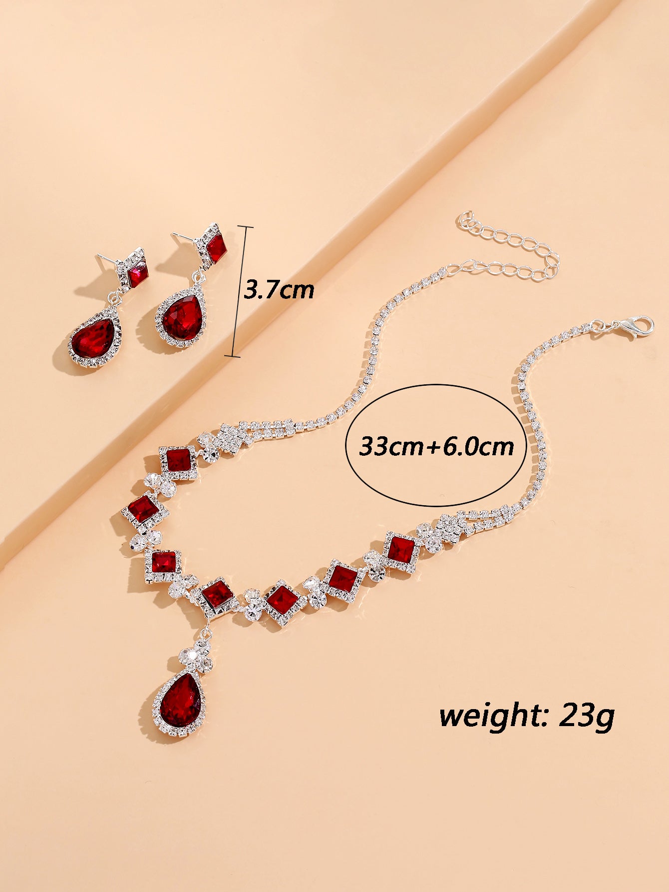 European And American Bridal Jewelry Set For Women 2459 Red