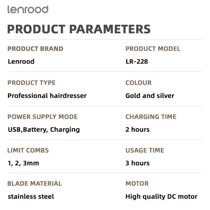 Rechargeable Professional hairdresser and Trimmer LR-228