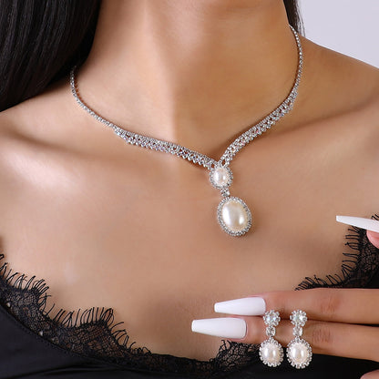 High-End Romantic Personality Women Necklace And Earrings Set 2122 Silver